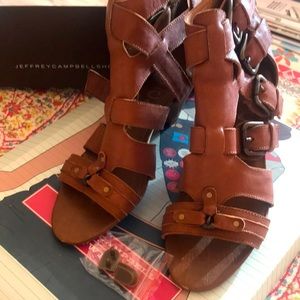 Jeffery Campbell leather heels with buckles.